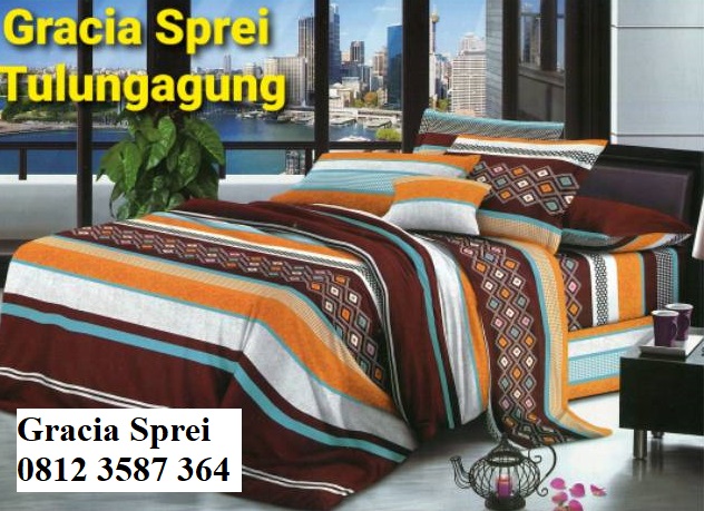 <p>Sprei Minimalis Warna Coklat dan Kuning sprei k